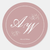 Dusty Pink & White Custom Wedding Runder Aufkleber (Vorderseite)