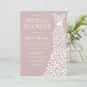 Dusty Pink & White Dress Brautparty Einladung (Stehend Vorderseite)