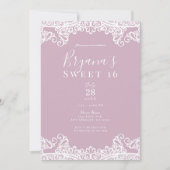 Dusty Pink & White Lace Elegant Sweet 16 Party Einladung (Vorderseite)