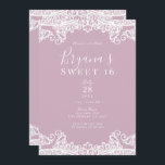 Dusty Pink & White Lace Elegant Sweet 16 Party Einladung<br><div class="desc">Anpassen für jedes Ereignis</div>