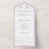 Dusty Pink & White Minimal Monogram Dinner All In One Einladung (Innen Boden)