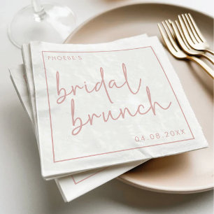 Dusty Pink & White Minimalistisch Script Bridal Br Serviette