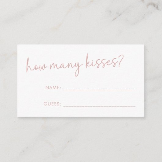 Dusty Pink & White Minimalistisch Wie viele Kisses Begleitkarte (Vorderseite)