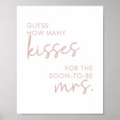 Dusty Pink & White Minimalistisch Wie viele Kisses Poster (Vorne)