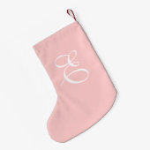 Dusty Pink & White Monogram Christmas Strumpf Kleiner Weihnachtsstrumpf (Rückseite (Hängend))