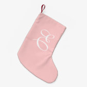 Dusty Pink & White Monogram Christmas Strumpf Kleiner Weihnachtsstrumpf (Vorderansicht (hängend))
