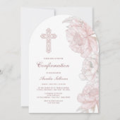 Dusty Pink White Peonies Arch Confirmation Einladung (Vorderseite)