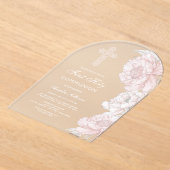 Dusty Pink White Peonies Arch Erste Kommune Acryleinladungen (Ablage )