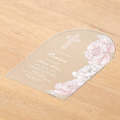 Dusty Pink White Peonies Arch Taufe Acryleinladungen (Ablage )