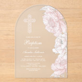 Dusty Pink White Peonies Arch Taufe Acryleinladungen (Vorderseite)