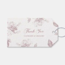 Dusty Pink White Roses Floral Thank You Wedding Geschenkanhänger