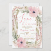 DUSTY PINK Wild Blume Brautparty Einladung (Vorderseite)