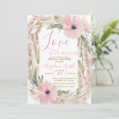 DUSTY PINK Wild Blume Brautparty Einladung (Stehend Vorderseite)