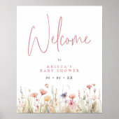 Dusty Pink Wild Blume Kinderdusche Willkommen Poster (Vorne)