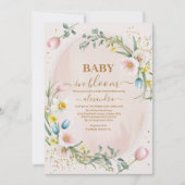 Dusty Pink Wildblume Baby in Bloom Girl Shower Einladung (Vorderseite)