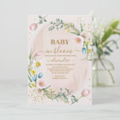 Dusty Pink Wildblume Baby in Bloom Girl Shower Einladung (Stehend Vorderseite)