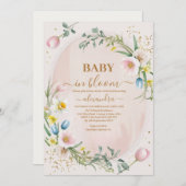Dusty Pink Wildblume Baby in Bloom Girl Shower Einladung (Vorne/Hinten)