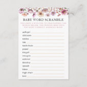 Dusty Pink Wildblume Baby Word Scramble - Boho Fl Begleitkarte (Vorderseite)