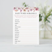 Dusty Pink Wildblume Baby Word Scramble - Boho Fl Begleitkarte (Stehend Vorderseite)