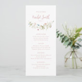 Dusty Pink Wildblume Boho Wedding Guest Name Menükarte (Stehend Vorderseite)