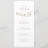 Dusty Pink Wildblume Boho Wedding Guest Name Menükarte (Vorderseite)