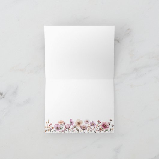 Dusty Pink Wildblume Danke Card - Boho Floral (Innenseite)