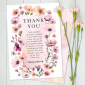 Dusty Pink Wildblume Danke Card - Boho Waterc