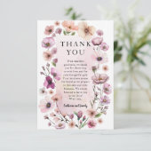 Dusty Pink Wildblume Danke Card - Boho Waterc (Stehend Vorderseite)