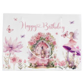Dusty Pink Wildblume Fairy Birthday Party Große Geschenktüte (Rückseite)