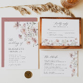 Dusty Pink Wildblume Floral Wedding RSVP Card