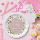 Dusty Pink Wildblume Garden Baby in Blütendusche Pappteller (Party)