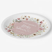 Dusty Pink Wildblume Garden Baby in Blütendusche Pappteller (Schrägansicht)