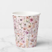 Dusty Pink Wildblume Party Cups - Boho Wasserfarbe Pappbecher (Rückseite)