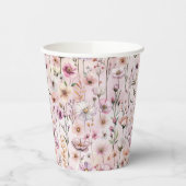 Dusty Pink Wildblume Party Cups - Boho Wasserfarbe Pappbecher (Links)