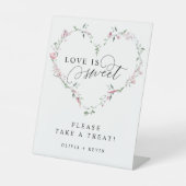 Dusty Pink Wildblumen Herz Liebe ist süß Gefallen Sockelschild (Vorderseite)