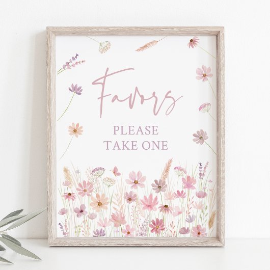 Dusty Pink Wildblumen Kinderdusche Favoriten Schil Poster