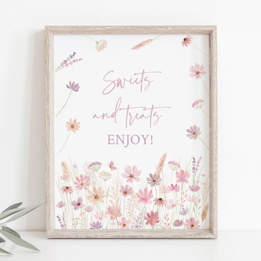 Dusty Pink Wildblumen Sweet Leckereien Duschzeiche Poster