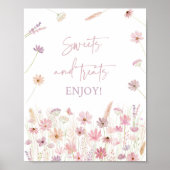 Dusty Pink Wildblumen Sweet Leckereien Duschzeiche Poster (Vorne)