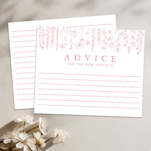 Dusty Pink Wildflower Baby Shower Advice Card