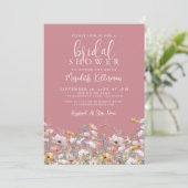 Dusty Pink Wildflower Bridal Shower Einladung (Stehend Vorderseite)