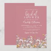 Dusty Pink Wildflower Bridal Shower Einladung (Vorne/Hinten)
