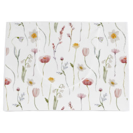 Dusty Pink Wildflower Watercolor Große Geschenktüte