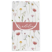 Dusty Pink Wildflower Watercolor Monogram Kleine Geschenktüte (Rückseite)