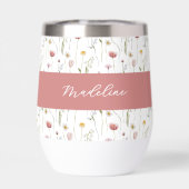 Dusty Pink Wildflower Watercolor Monogram Name (Rückseite)
