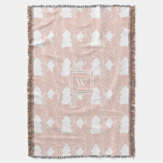 Dusty Pink Winter Wonderland mit Monogramm Decke (Vorderseite Vertikal)