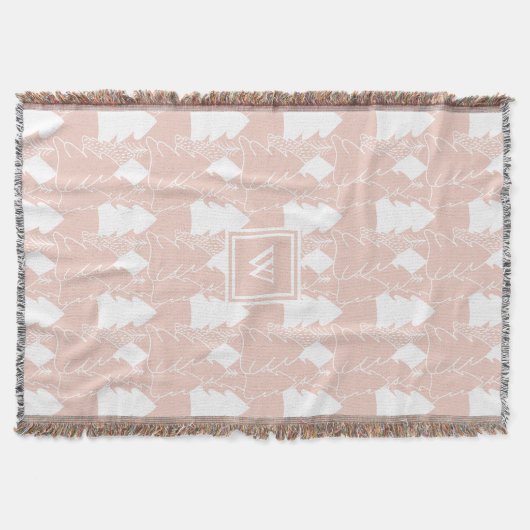 Dusty Pink Winter Wonderland mit Monogramm Decke (Vorderseite)