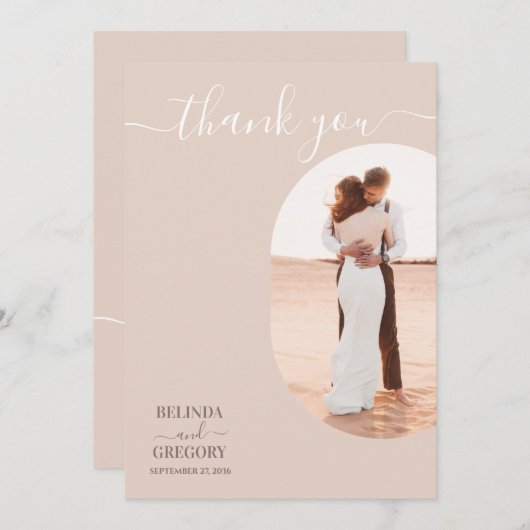 Dusty Pink Wir machen Minimalistische Hochzeit mit Dankeskarte (Vorne/Hinten)