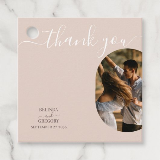 Dusty Pink wir machen Minimalistisches Foto Hochze Geschenkanhänger (Vorderseite)