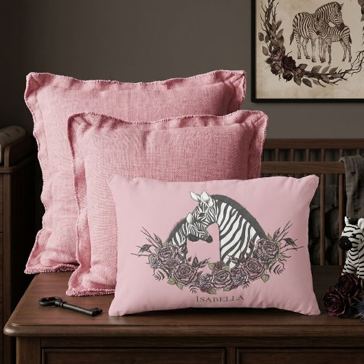 Dusty Pink Zebra Hand-Drawn Accent Dekokissen
