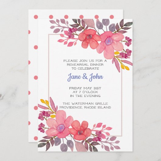 Dusty Pinks Einladung (Vorne/Hinten)